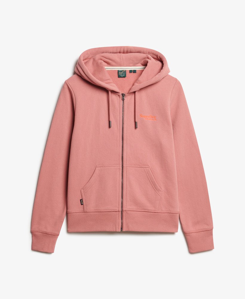 essential logo zip hoodie in ash rose