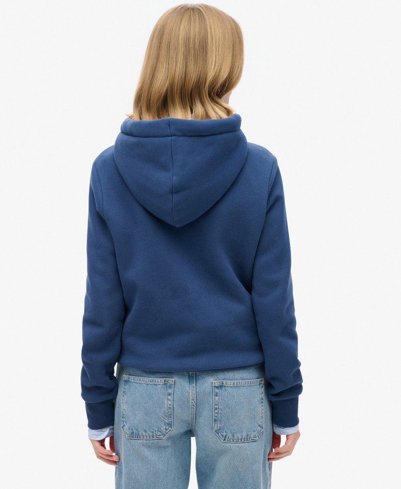 luxe metallic logo hoodie in sargasso zeeblauw