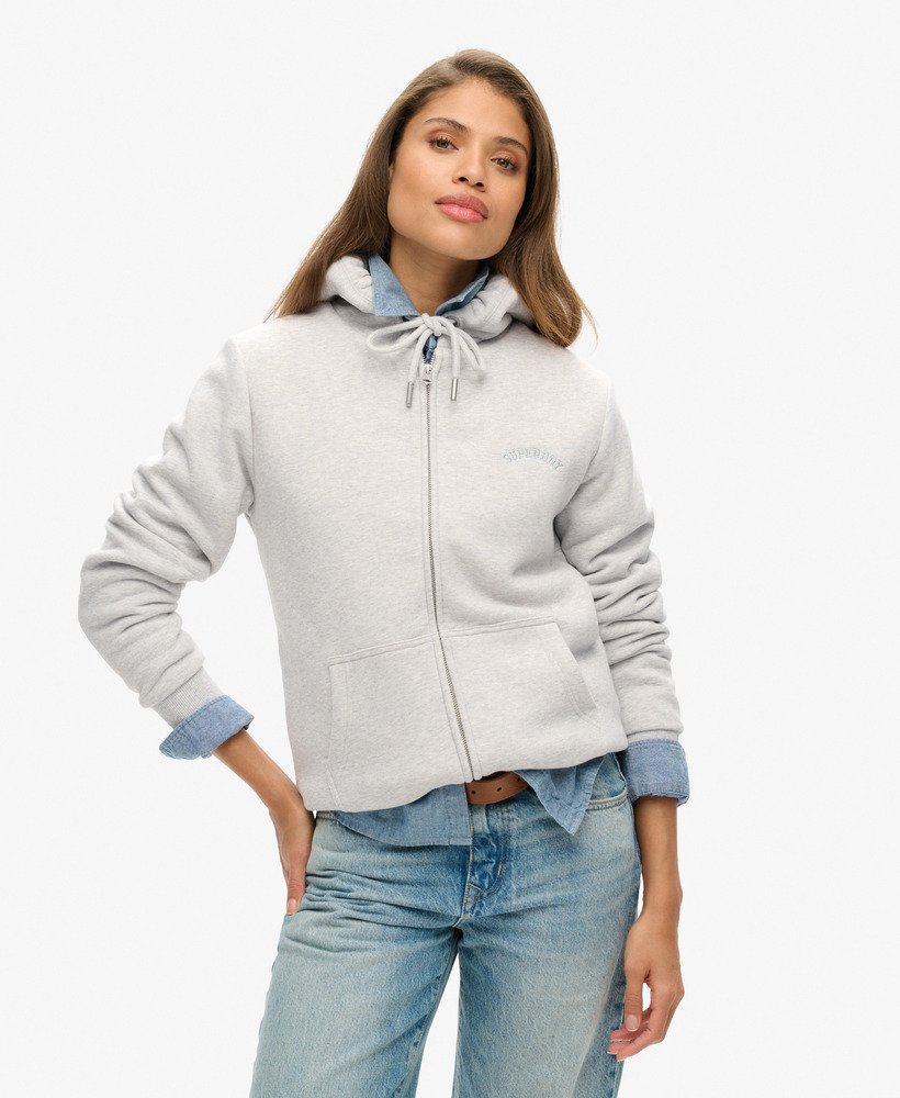 borg gevoerde hoodie met rits in glacier grey marl