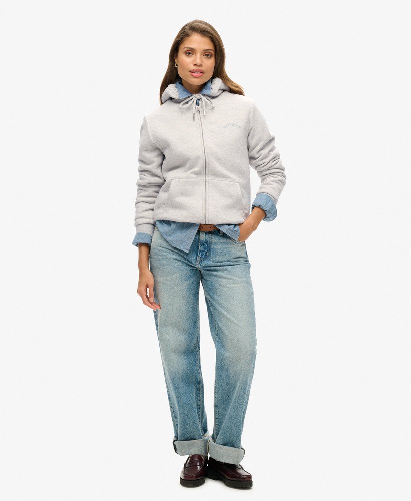 borg gevoerde hoodie met rits in glacier grey marl