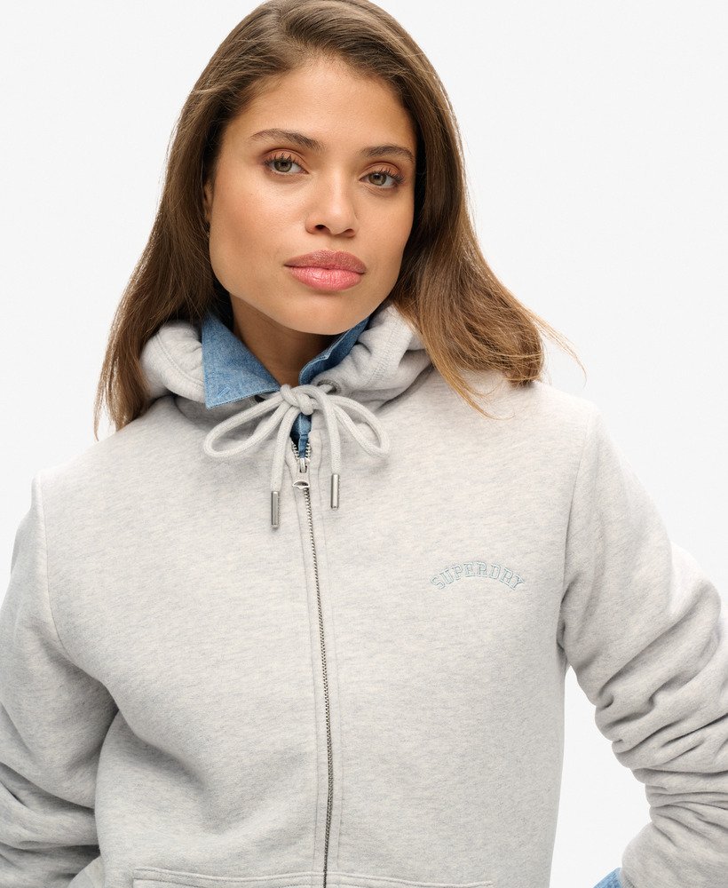 borg gevoerde hoodie met rits in glacier grey marl