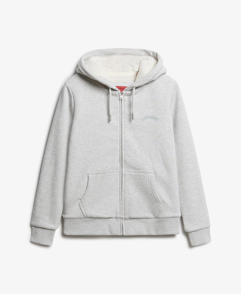 borg gevoerde hoodie met rits in glacier grey marl