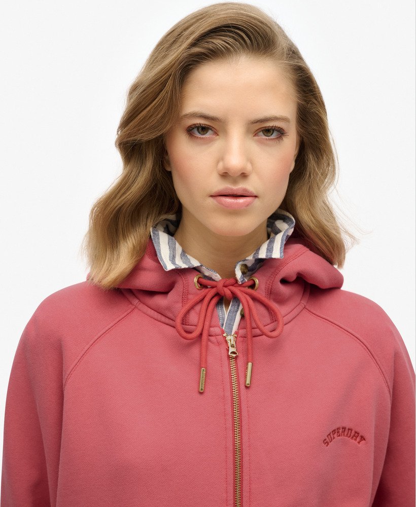 essential logo oversized raglan zip hoodie in holly berry red