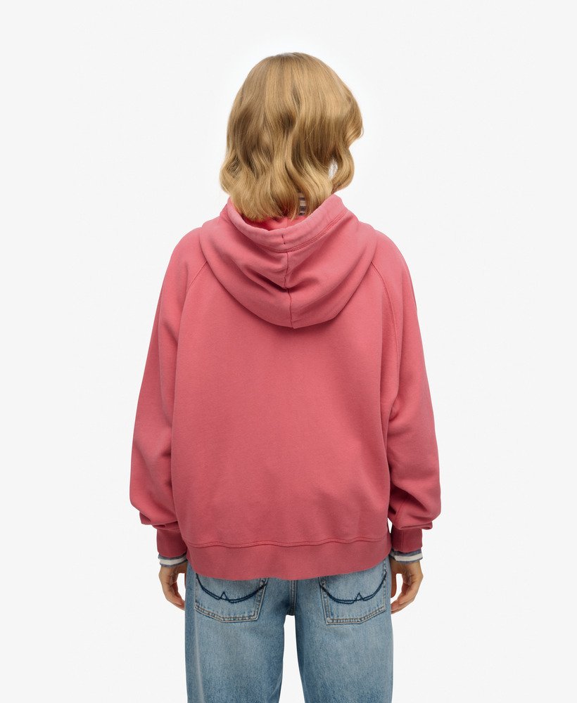 essential logo oversized raglan zip hoodie in holly berry red