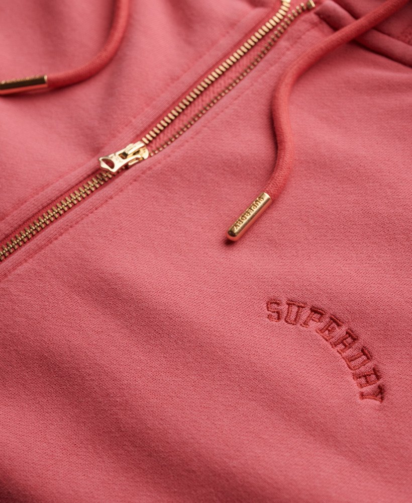 essential logo oversized raglan zip hoodie in holly berry red