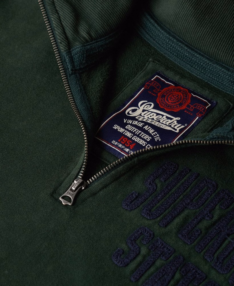 Oversized vintage sportieve Henley-trui met rits