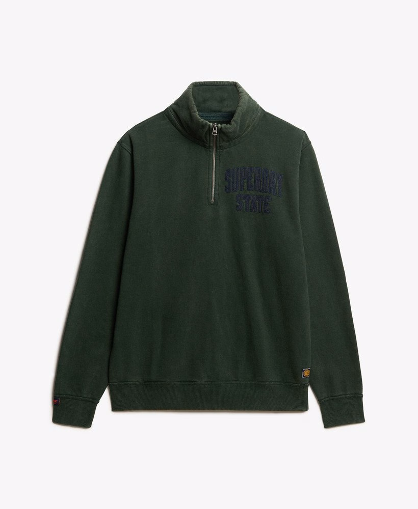 Oversized vintage sportieve Henley-trui met rits