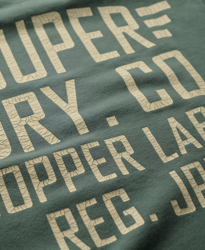 oversized copper label graphic crew sweatshirt in drius green