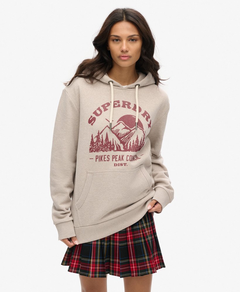 oversized outdoor hoodie met grafische print in lavin beige marl.