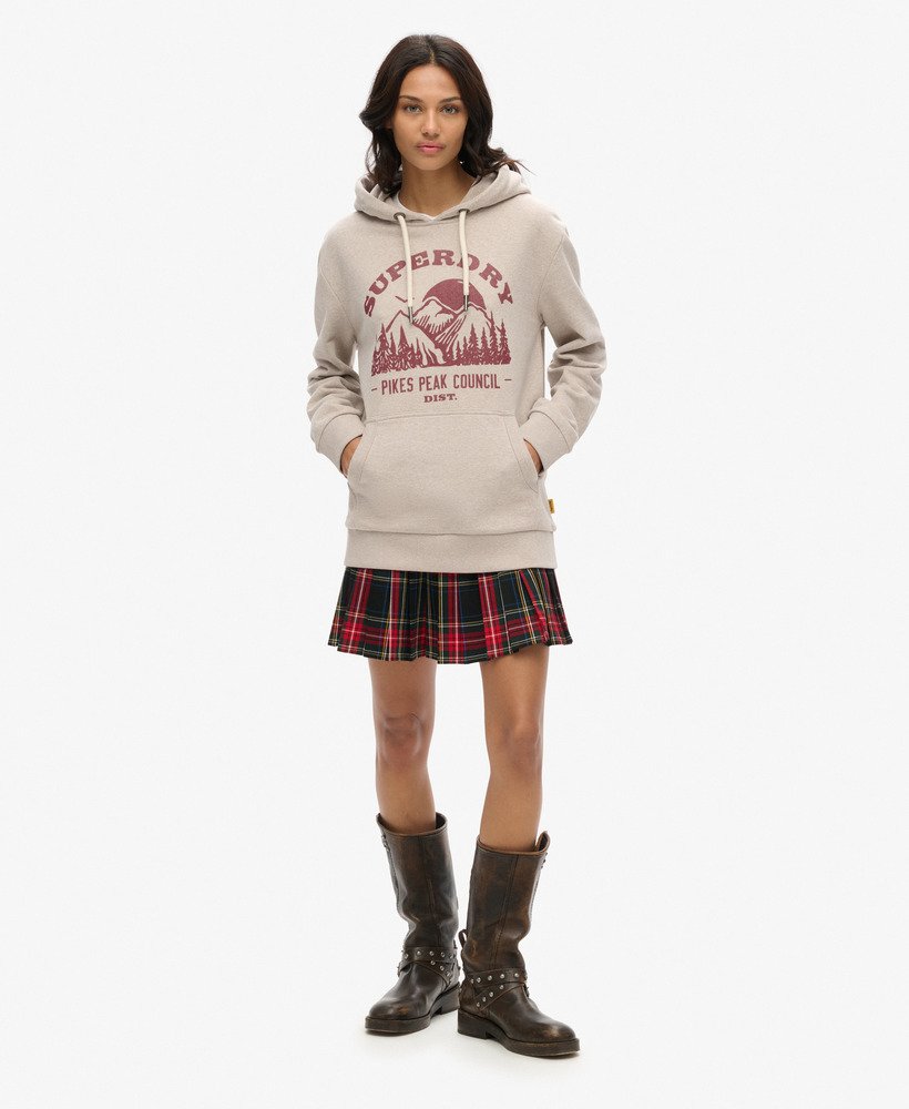 oversized outdoor hoodie met grafische print in lavin beige marl.
