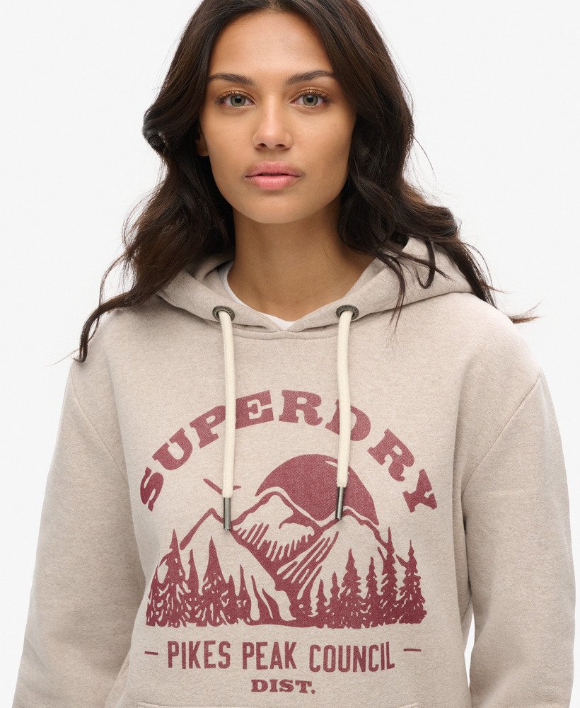 oversized outdoor hoodie met grafische print in lavin beige marl.