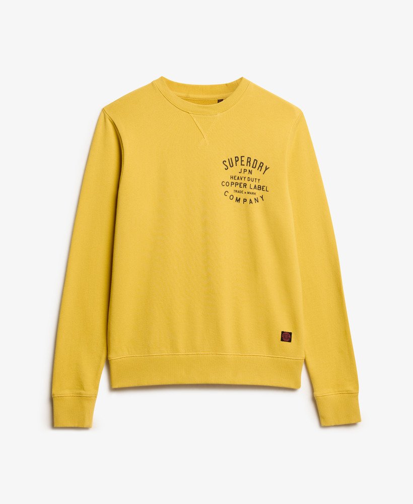 oversized copper label graphic crew sweatshirt in pigmentgeel