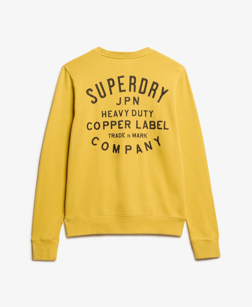 oversized copper label graphic crew sweatshirt in pigmentgeel