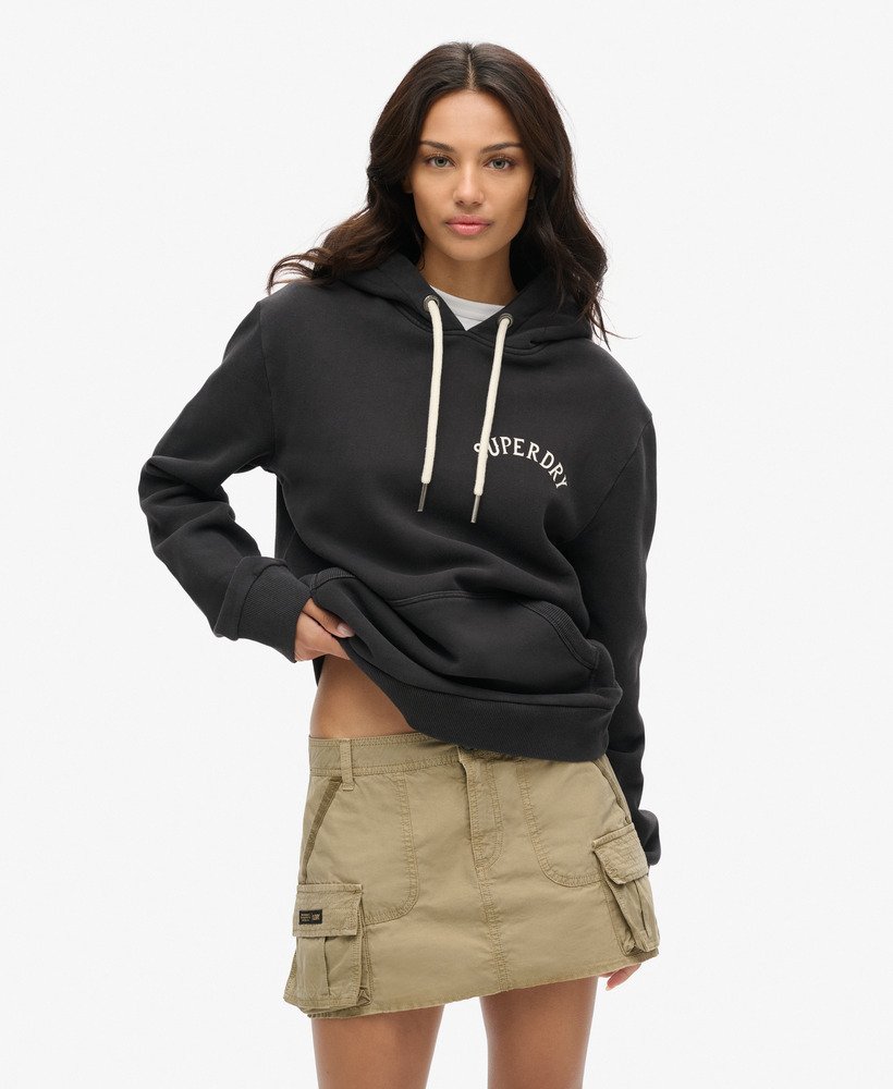 oversized hoodie met tattoo-print in zwart