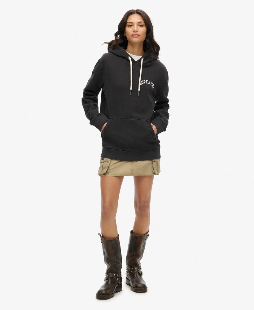 oversized hoodie met tattoo-print in zwart