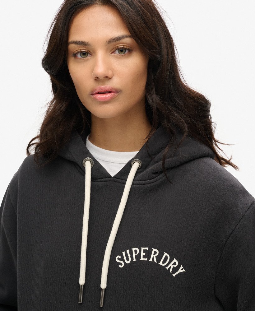 oversized hoodie met tattoo-print in zwart