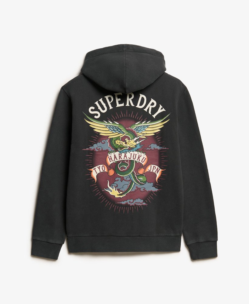 oversized hoodie met tattoo-print in zwart