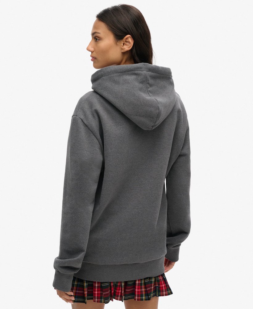 oversized outdoor hoodie met grafische print in granietgrijs gemêleerd.