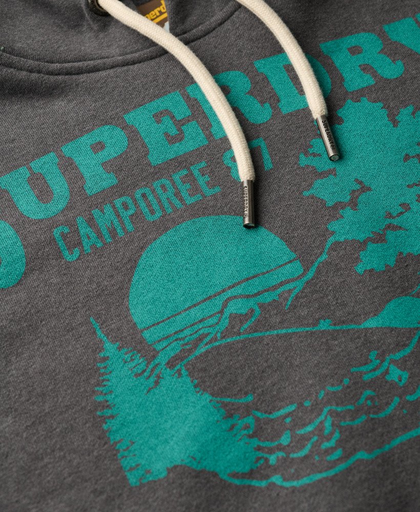 oversized outdoor hoodie met grafische print in granietgrijs gemêleerd.