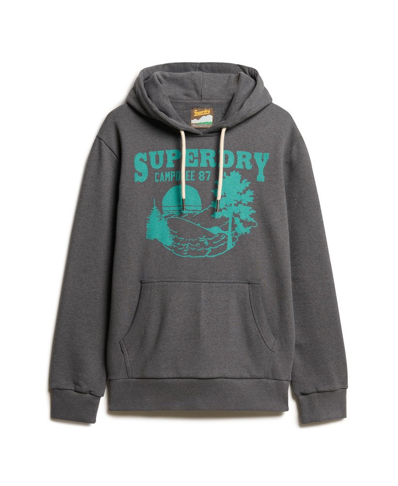 oversized outdoor hoodie met grafische print in granietgrijs gemêleerd.