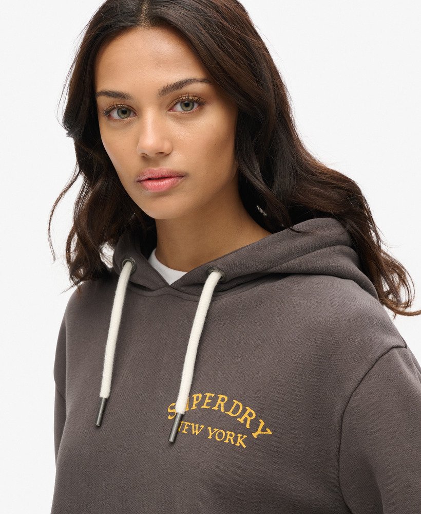 oversized hoodie met tattoo-print op de rug in vintage zwart.