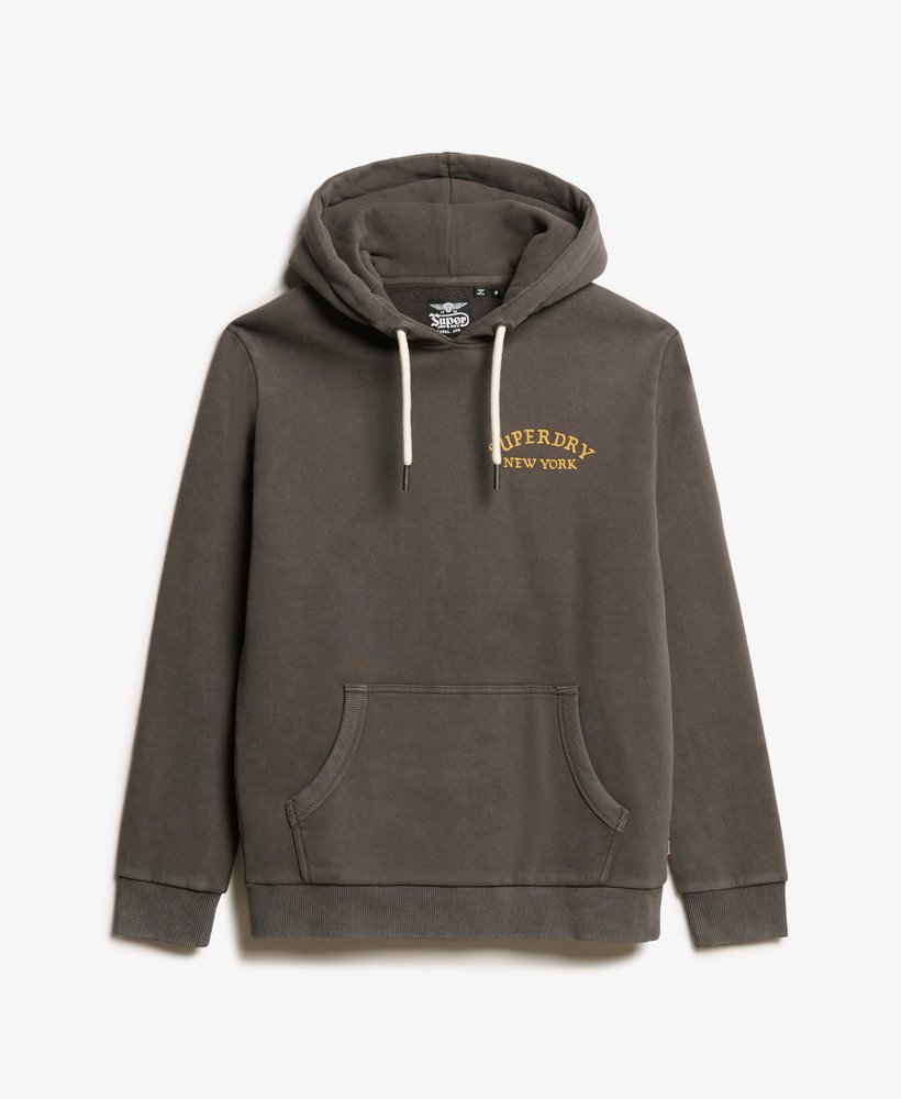 oversized hoodie met tattoo-print op de rug in vintage zwart.