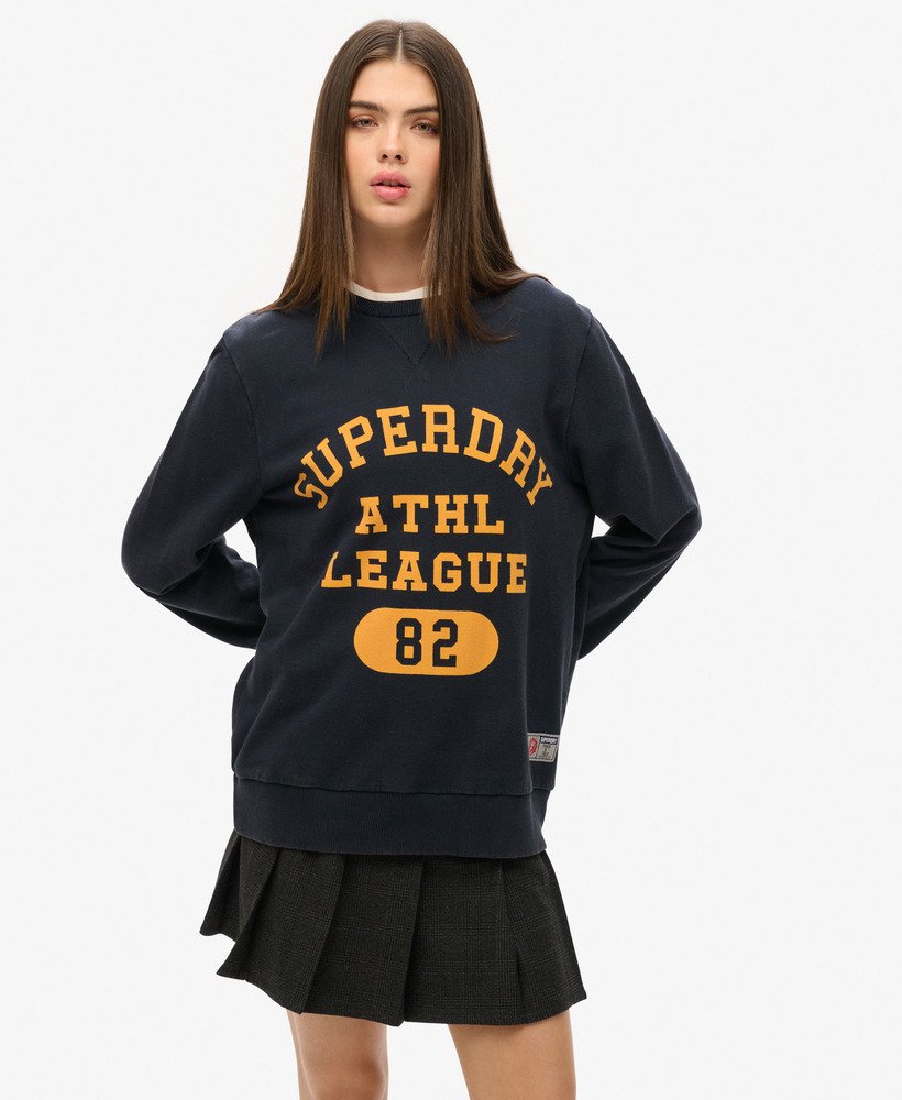oversized sportieve sweater met print in eclipse navy