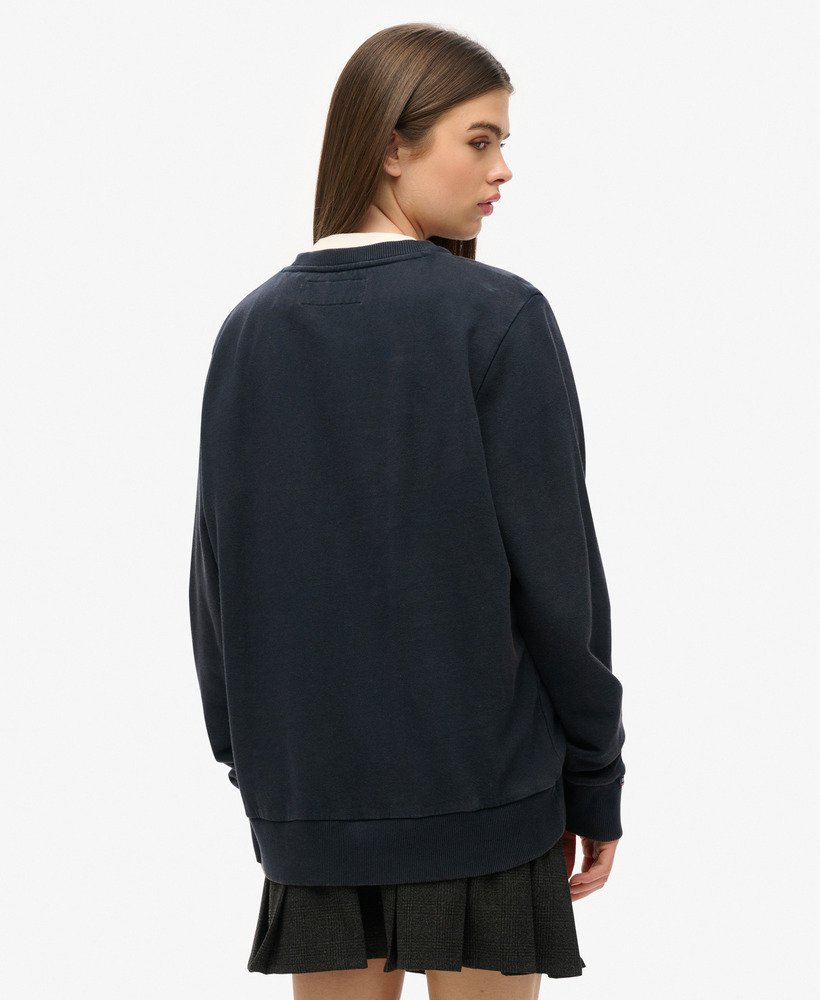 oversized sportieve sweater met print in eclipse navy