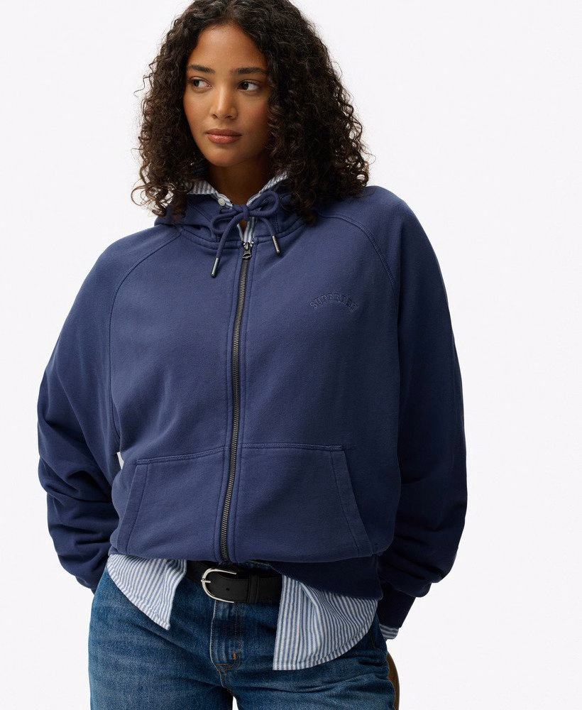 Essential Logo Garment Dyed Zip Hoodie