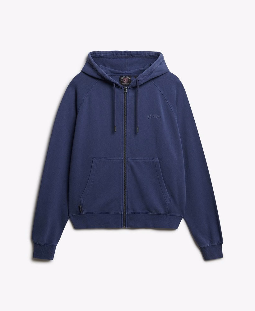 Essential Logo Garment Dyed Zip Hoodie