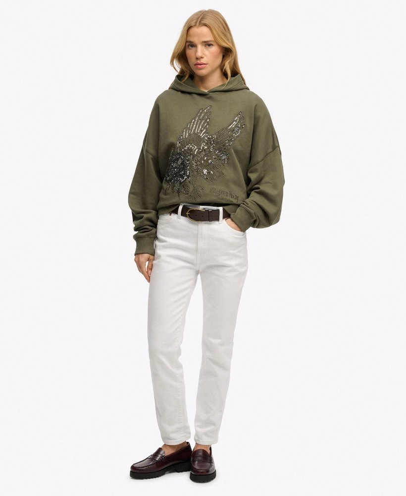 Oversized hoodie met tattoo-versiering