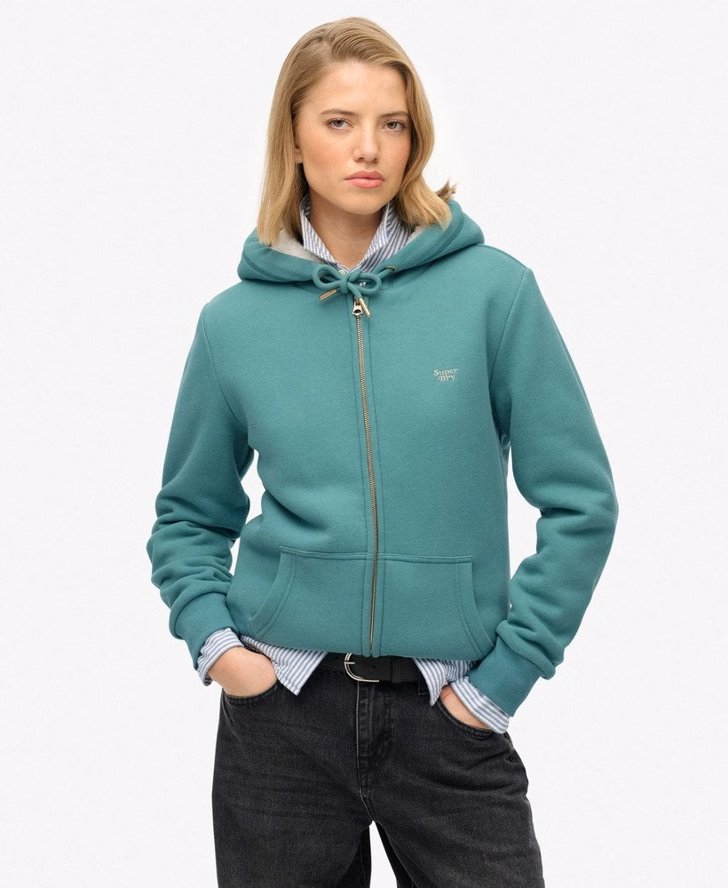 Essentiële Borg gevoerde hoodie met rits