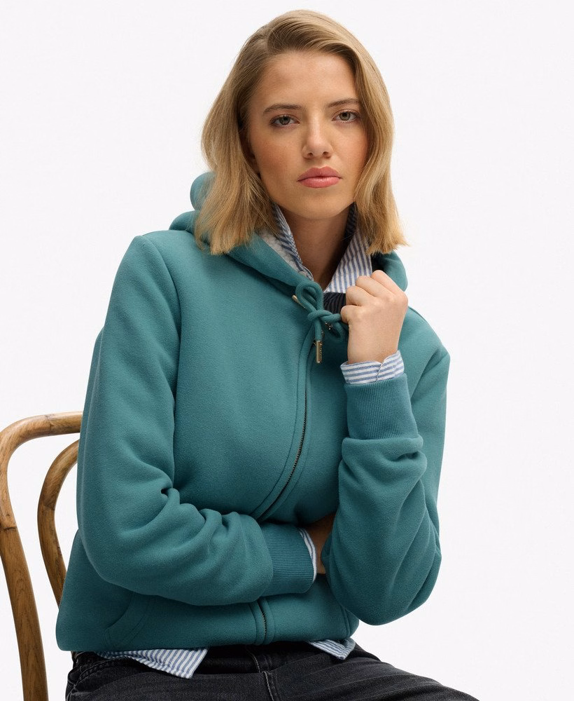 Essentiële Borg gevoerde hoodie met rits