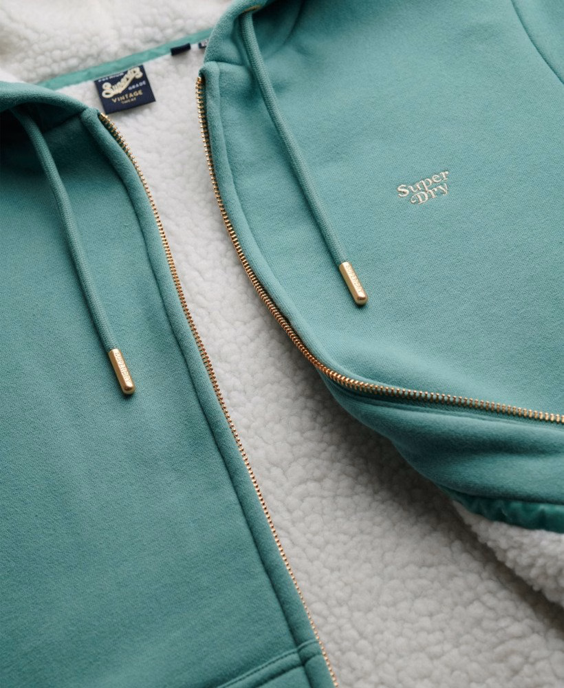 Essentiële Borg gevoerde hoodie met rits