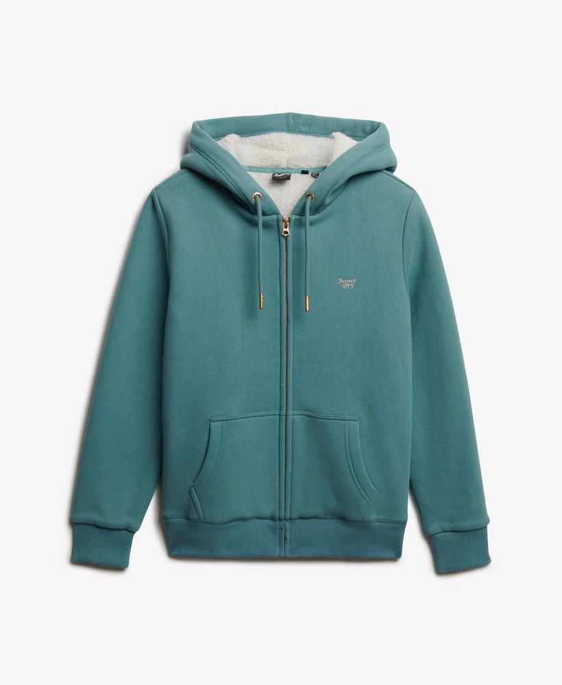 Essentiële Borg gevoerde hoodie met rits
