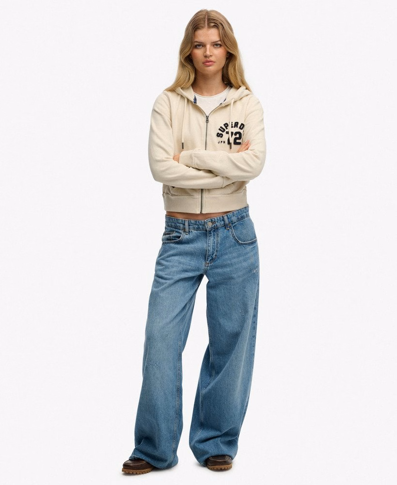 Sportieve, relaxte crop hoodie met rits