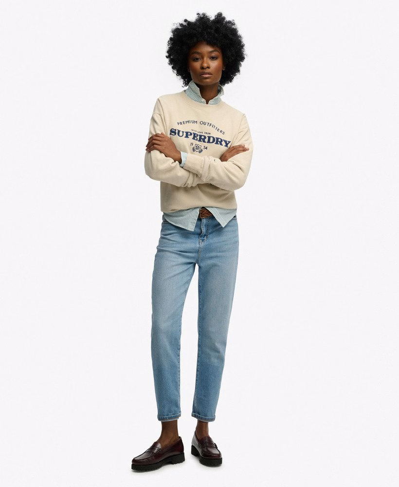 Luxe casual geborduurde losse crewneck sweater