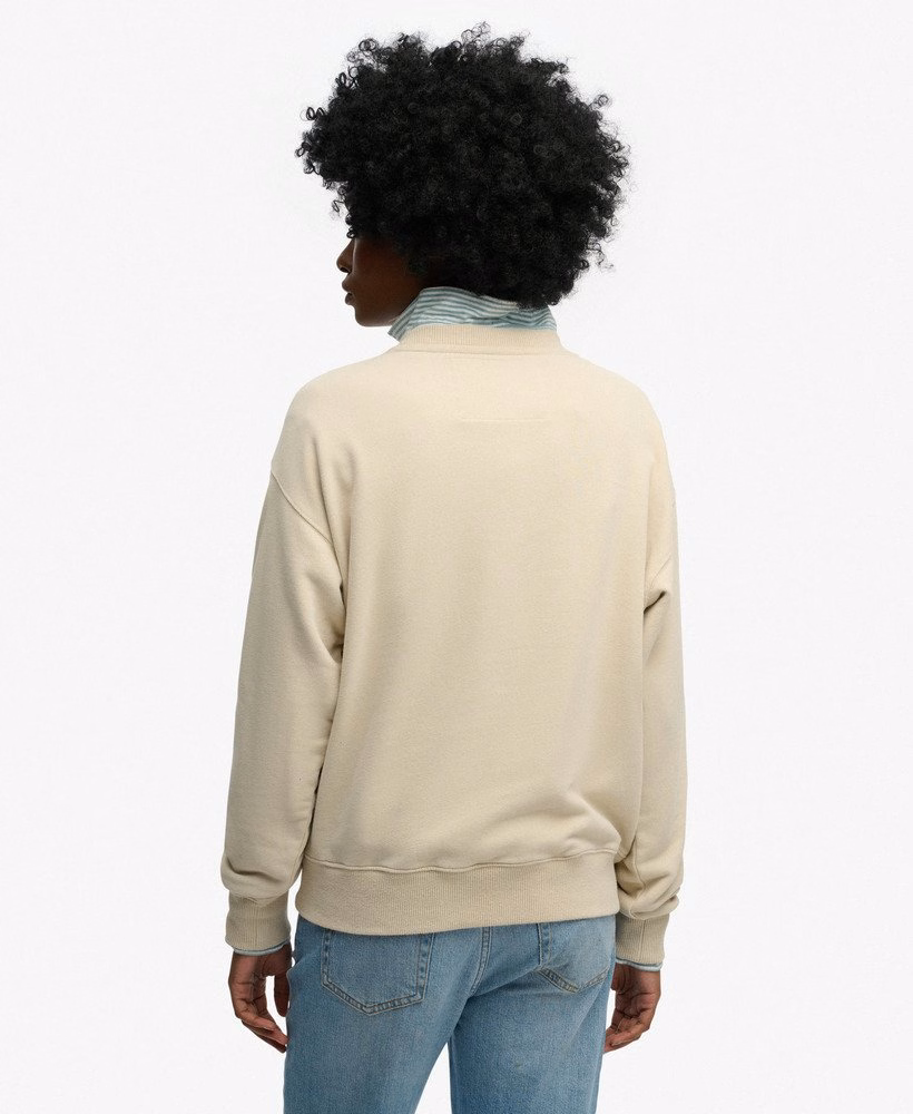 Luxe casual geborduurde losse crewneck sweater