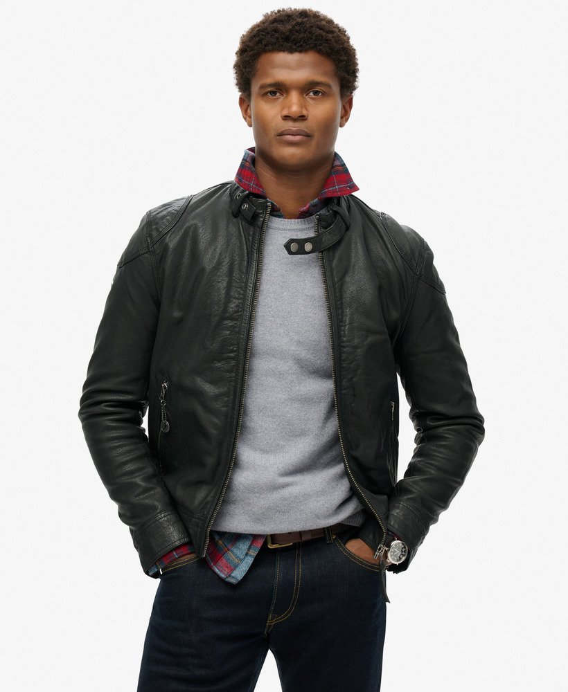 leren racejack in cow indie black