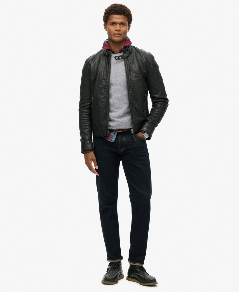 leren racejack in cow indie black