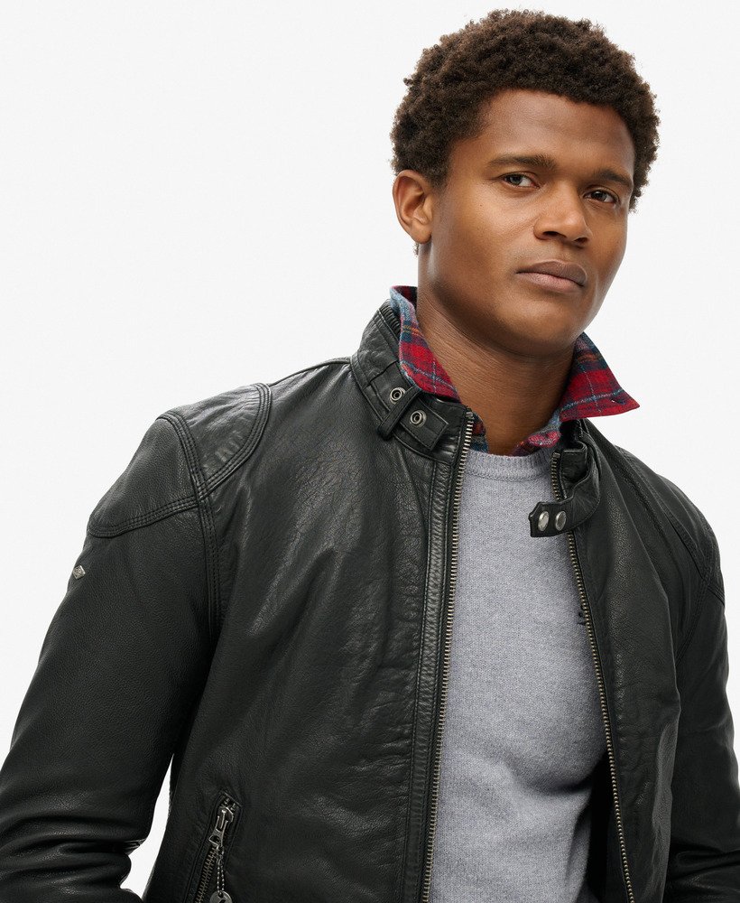 leren racejack in cow indie black