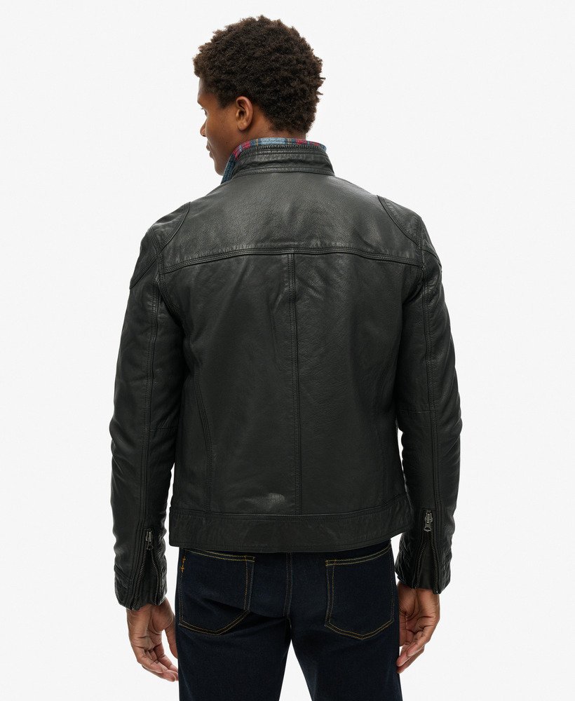 leren racejack in cow indie black