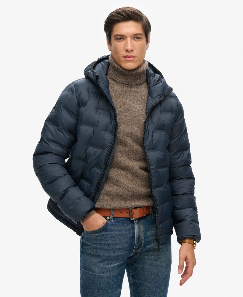 korte gewatteerde pufferjas in eclipse navy