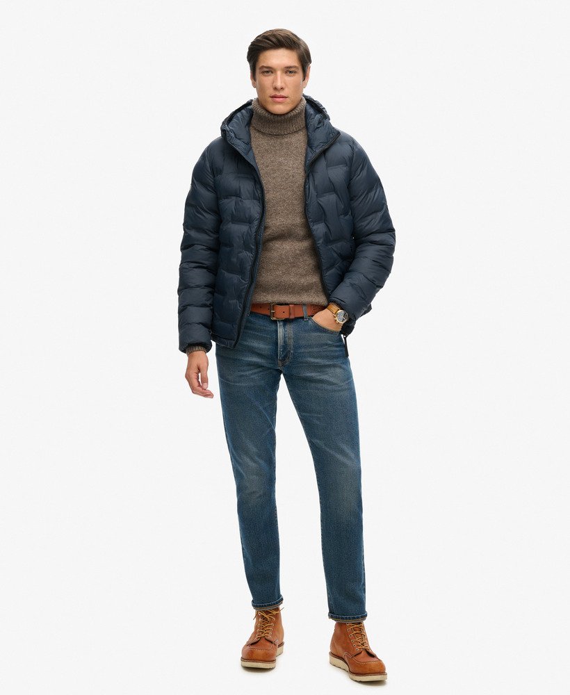 korte gewatteerde pufferjas in eclipse navy