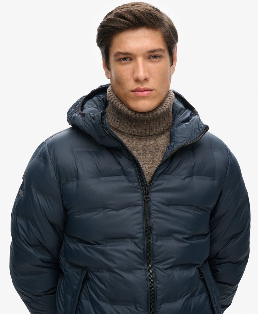 korte gewatteerde pufferjas in eclipse navy