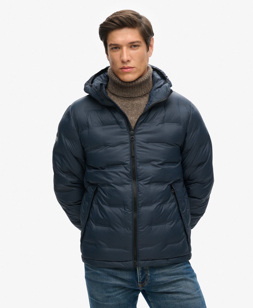 korte gewatteerde pufferjas in eclipse navy