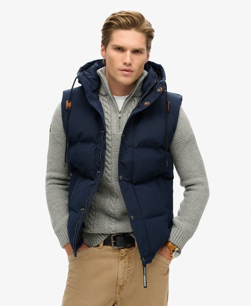everest gewatteerd vest met capuchon in nordic chrome navy
