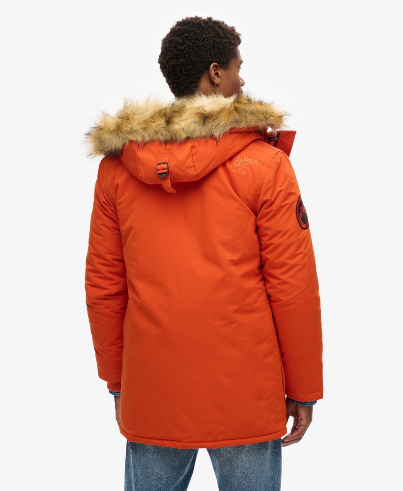 everest parka met capuchon van imitatiebont in de kleur pureed pumpkin orange