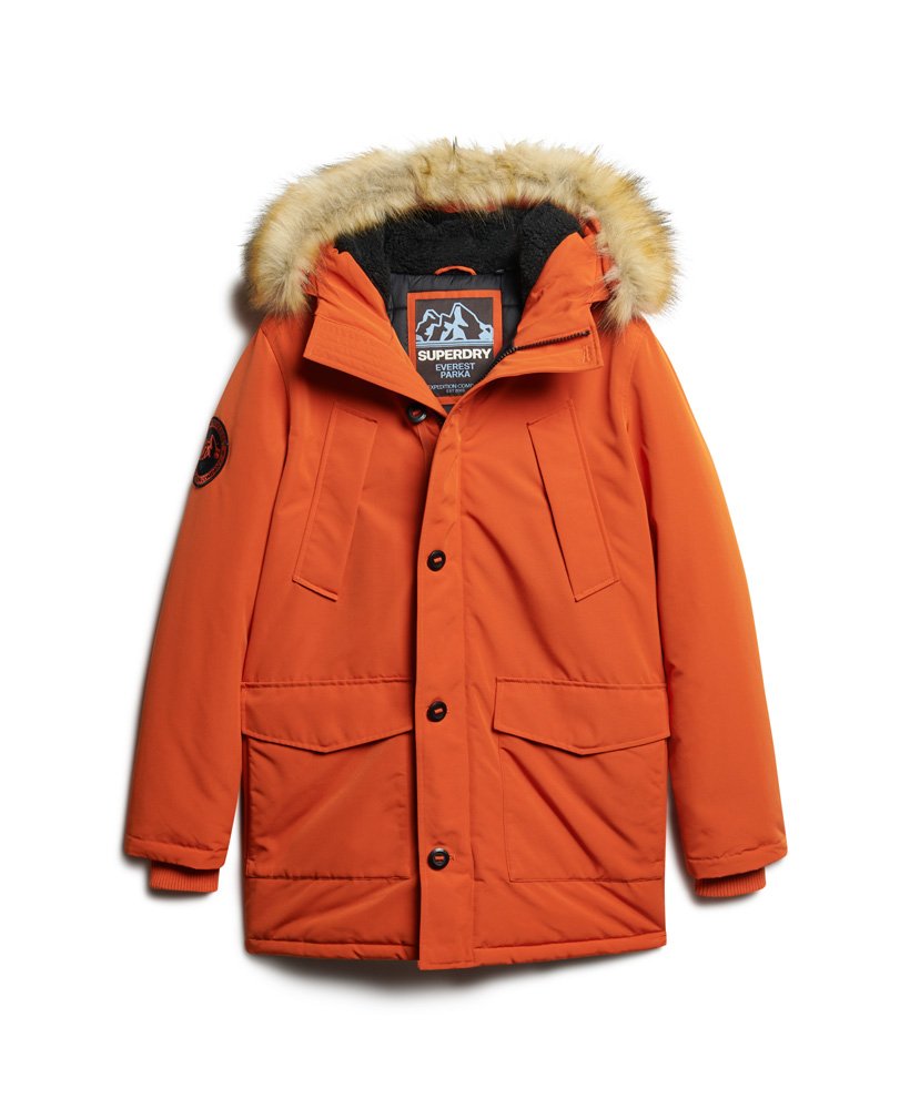 everest parka met capuchon van imitatiebont in de kleur pureed pumpkin orange