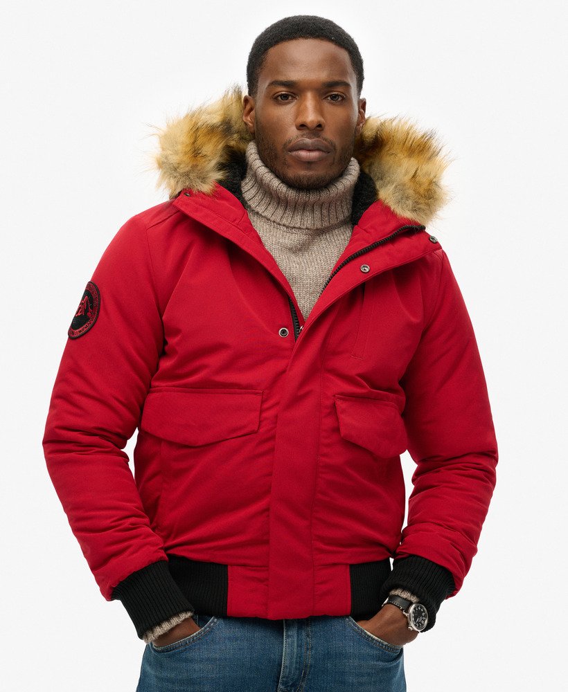 everest puffer bomberjack met capuchon in dieprood